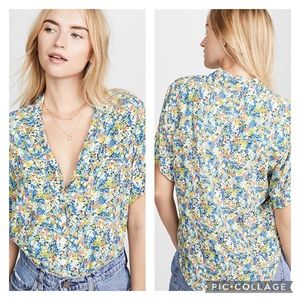 Faithfull The Brand Ostuni Shirt Vionett Floral Print Womens Size 8  Button NWT
